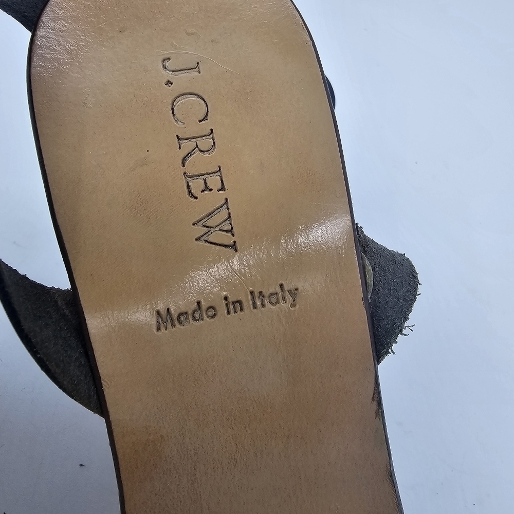 J Crew Womens Tweed Wedge Sandals Open Toe Ankle Strap Made In Italy Black 7.5 - Picture 10 of 13